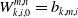 upper W Subscript k comma i comma 0 Superscript m comma n Baseline equals b Subscript k comma m comma i