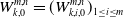 upper W Subscript k comma 0 Superscript m comma n Baseline equals left parenthesis upper W Subscript k comma i comma 0 Superscript m comma n Baseline right parenthesis Subscript 1 less than or equals i less than or equals m