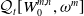 script upper Q Subscript t Baseline left bracket upper W 0 Superscript m comma n Baseline comma omega Superscript m Baseline right bracket