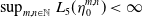 sup Underscript m comma n element of double struck upper N Endscripts upper L 5 left parenthesis eta 0 Superscript m comma n Baseline right parenthesis less than normal infinity