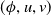 left parenthesis phi comma u comma v right parenthesis