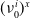 left parenthesis nu 0 Superscript i Baseline right parenthesis Superscript x