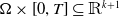 normal upper Omega times left bracket 0 comma upper T right bracket subset of or equal to double struck upper R Superscript k plus 1