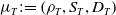 mu Subscript upper T Baseline colon equals left parenthesis rho Subscript upper T Baseline comma upper S Subscript upper T Baseline comma upper D Subscript upper T Baseline right parenthesis