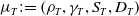 mu Subscript upper T Baseline colon equals left parenthesis rho Subscript upper T Baseline comma gamma Subscript upper T Baseline comma upper S Subscript upper T Baseline comma upper D Subscript upper T Baseline right parenthesis