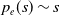 p Subscript e Baseline left parenthesis s right parenthesis tilde s
