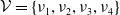 script upper V equals StartSet nu 1 comma nu 2 comma nu 3 comma nu 4 EndSet
