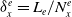 delta Subscript x Superscript e Baseline equals upper L Subscript e Baseline divided by upper N Subscript x Superscript e