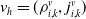 v Subscript h Baseline equals left parenthesis rho Subscript i comma k Superscript v Baseline comma j Subscript i comma k Superscript v Baseline right parenthesis