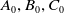 upper A 0 comma upper B 0 comma upper C 0