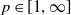 p element of left bracket 1 comma normal infinity right bracket