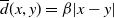 ModifyingAbove d With bar left parenthesis x comma y right parenthesis equals beta StartAbsoluteValue x minus y EndAbsoluteValue