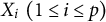 upper X Subscript i Baseline left parenthesis 1 less than or equals i less than or equals p right parenthesis