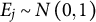 upper E Subscript j Baseline tilde upper N left parenthesis 0 comma 1 right parenthesis