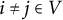 i not equals j element of upper V