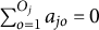 sigma summation Underscript o equals 1 Overscript upper O Subscript j Baseline Endscripts a Subscript j o Baseline equals 0 backslash kern 0.1 e m