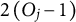 2 left parenthesis upper O Subscript j Baseline minus 1 right parenthesis