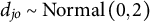 d Subscript j o Baseline tilde upper N o r m a l left parenthesis 0 comma 2 right parenthesis