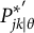 upper P Subscript j k vertical bar theta Superscript asterisk prime