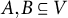 upper A comma upper B subset of or equal to upper V
