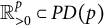 upper R Subscript greater than 0 Superscript p Baseline subset of backslash operatorname upper P upper D left parenthesis p right parenthesis