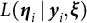 upper L left parenthesis eta Subscript i Baseline vertical bar y Subscript i Baseline comma xi right parenthesis