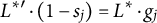 upper L Superscript asterisk prime Baseline dot left parenthesis 1 minus s Subscript j Baseline right parenthesis equals upper L Superscript asterisk Baseline dot g Subscript j