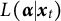 upper L left parenthesis alpha vertical bar x Subscript t Baseline right parenthesis
