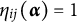 eta Subscript i j Baseline left parenthesis alpha right parenthesis equals 1