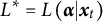 upper L Superscript asterisk Baseline equals upper L left parenthesis alpha vertical bar x Subscript t Baseline right parenthesis