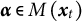 alpha element of upper M left parenthesis x Subscript t Baseline right parenthesis