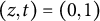 left parenthesis z comma t right parenthesis equals left parenthesis 0 comma 1 right parenthesis