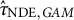 ModifyingAbove tau Subscript NDE comma upper G upper A upper M Baseline With caret