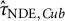ModifyingAbove tau Subscript NDE comma upper C u b Baseline With caret