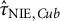 ModifyingAbove tau Subscript NIE comma upper C u b Baseline With caret
