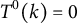 upper T Superscript 0 Baseline left parenthesis k right parenthesis equals 0