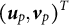 left parenthesis u Subscript p Baseline comma v Subscript p Baseline right parenthesis Superscript upper T