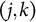left parenthesis j comma k right parenthesis