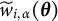 ModifyingAbove w Subscript i comma alpha Baseline With tilde left parenthesis theta right parenthesis
