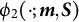 phi 2 left parenthesis dot semicolon m comma upper S right parenthesis