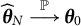 ModifyingAbove theta Subscript upper N Baseline With caret backslash stackrel double struck upper P long right arrow theta 0