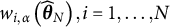 w Subscript i comma alpha Baseline left parenthesis ModifyingAbove theta Subscript upper N Baseline With caret right parenthesis comma i equals 1 comma midline horizontal ellipsis comma upper N