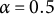 alpha equals 0.5