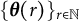 left brace theta left parenthesis r right parenthesis right brace Subscript r element of double struck upper N