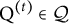 backslash text upper Q Superscript left parenthesis t right parenthesis element of script upper Q