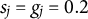 s Subscript j Baseline equals g Subscript j Baseline equals 0.2