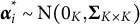 alpha Superscript asterisk Baseline i Subscript tilde Baseline upper N left parenthesis 0 Subscript upper K Baseline comma upper Sigma Subscript upper K times upper K Baseline right parenthesis