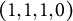 left parenthesis 1 comma 1 comma 1 comma 0 right parenthesis