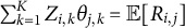 sigma summation Underscript k equals 1 Overscript upper K Endscripts upper Z Subscript i comma k Baseline theta Subscript j comma k Baseline equals double struck upper E upper R Subscript i comma j