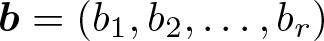 dollar sign b equals left parenthesis b 1 comma b 2 comma ellipsis comma br right parenthesis dollar sign